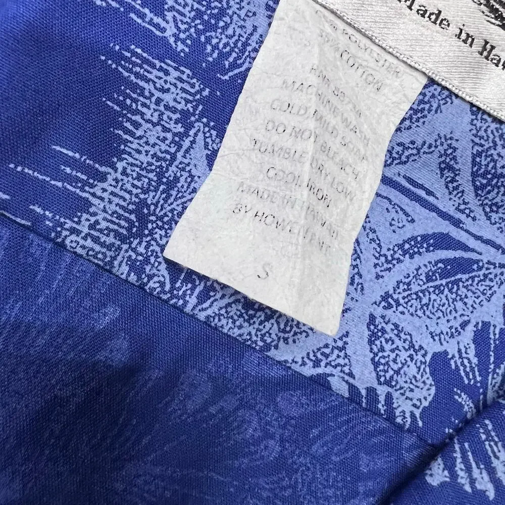 Vintage Howie Hawaiian Islands Shirt USA Made King Kamehameha Tropical Blue S M